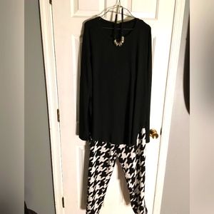 Sleek Black top and Black an White pants